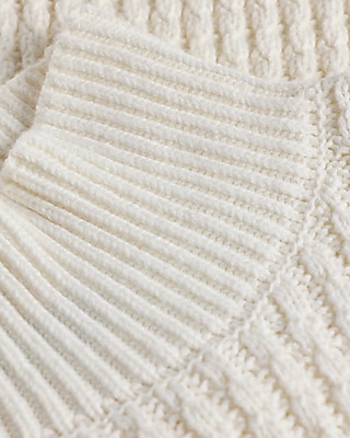 Vertical Cable Knit Mock Neck Sweater