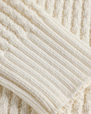 Vertical Cable Knit Mock Neck Sweater