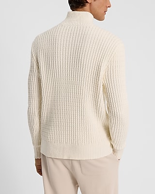 Vertical Cable Knit Mock Neck Sweater