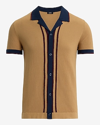 Color Blocked Border Cotton Short Sleeve Sweater Polo