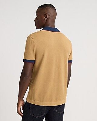 Color Blocked Border Cotton Short Sleeve Sweater Polo