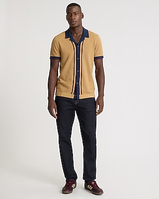 Color Blocked Border Cotton Short Sleeve Sweater Polo