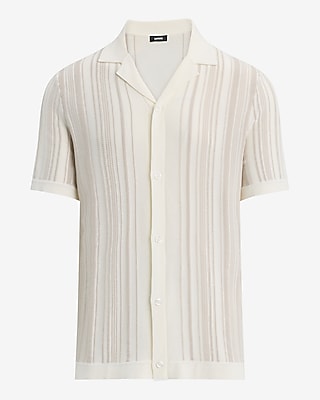 Striped Cotton-Blend Short Sleeve Sweater Polo