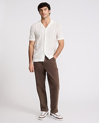 Striped Cotton-Blend Short Sleeve Sweater Polo