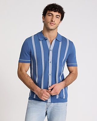 Striped Double Pocket Cotton-Blend Sweater Polo