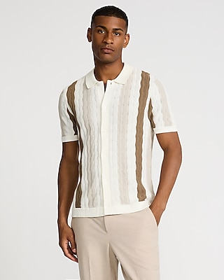 Striped Textured Jacquard Polo | Express