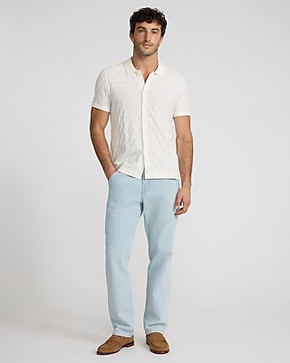 Textured Geo Cotton Sweater Polo