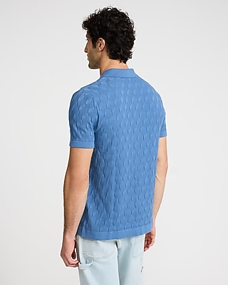 Textured Geo Cotton Sweater Polo
