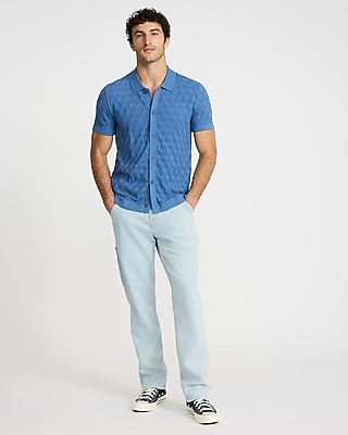 Textured Geo Cotton Sweater Polo