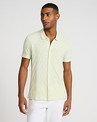 Textured Geo Cotton Sweater Polo