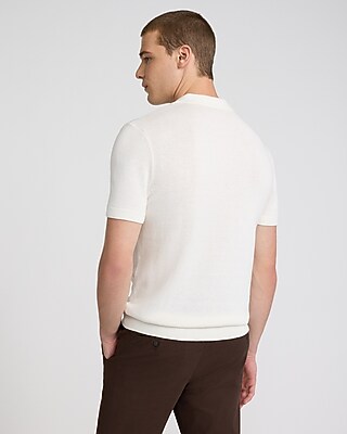 Zig Zag Open Knit Cotton Sweater Polo