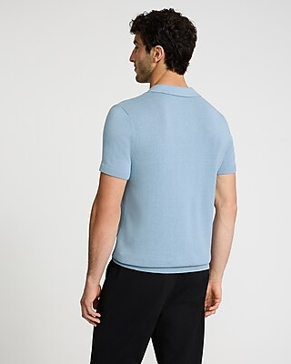 Zig Zag Open Knit Cotton Sweater Polo