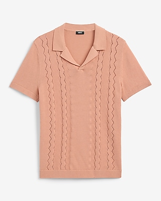 Zig Zag Open Knit Cotton Sweater Polo - image 4
