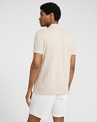 Cotton Striped Camp Collar Sweater Polo