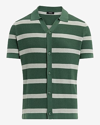Striped Cotton Short Sleeve Sweater Polo