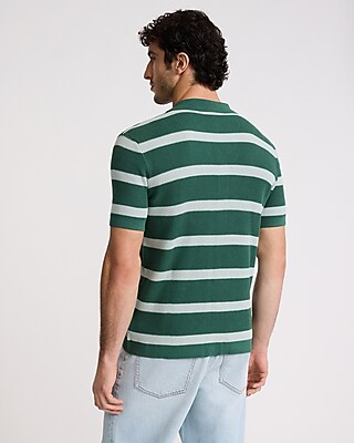 Striped Cotton Short Sleeve Sweater Polo