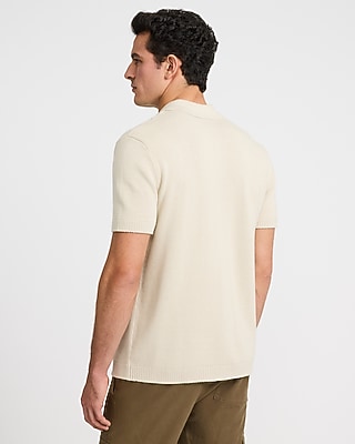 Cable Knit Short Sleeve Sweater Polo
