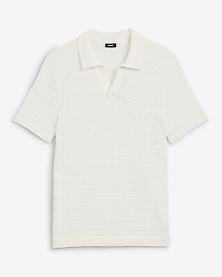 Textured Boucle Short Sleeve Sweater Polo