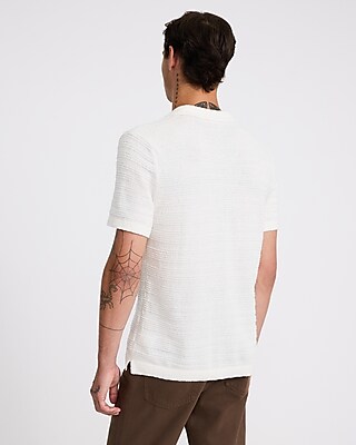 Textured Boucle Short Sleeve Sweater Polo