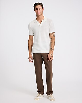 Textured Boucle Short Sleeve Sweater Polo