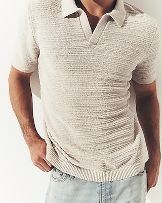 Textured Boucle Short Sleeve Sweater Polo