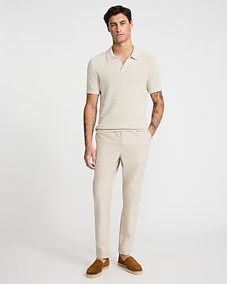 Textured Boucle Short Sleeve Sweater Polo