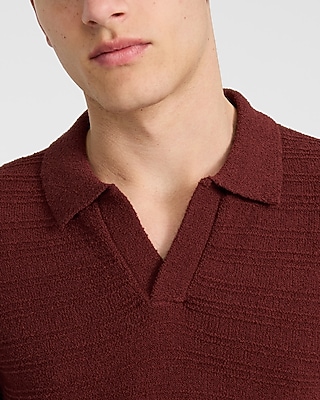 Textured Boucle Short Sleeve Sweater Polo