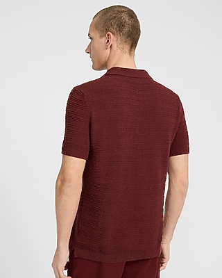 Textured Boucle Short Sleeve Sweater Polo