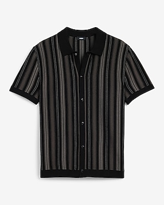 Striped Cotton Short Sleeve Sweater Polo