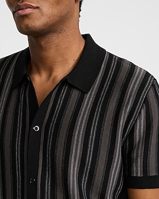 Striped Cotton Short Sleeve Sweater Polo