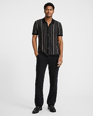 Striped Cotton Short Sleeve Sweater Polo