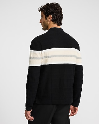 Varsity Striped Textured Knit Sweater Polo