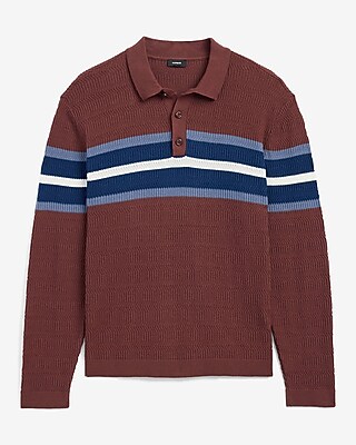 Varsity Striped Textured Knit Sweater Polo