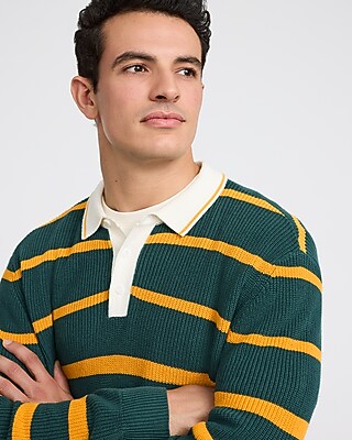 Varsity Striped Long Sleeve Sweater Polo