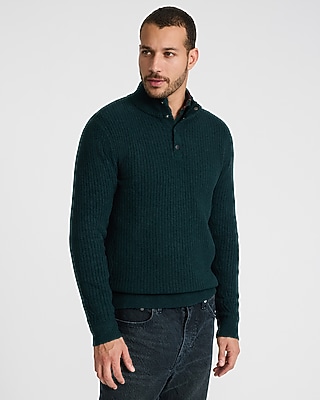 Textured Snap Mock Neck Sweater | Express