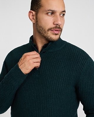 Textured Snap Mock Neck Sweater