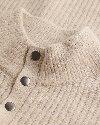Textured Snap Mock Neck Sweater