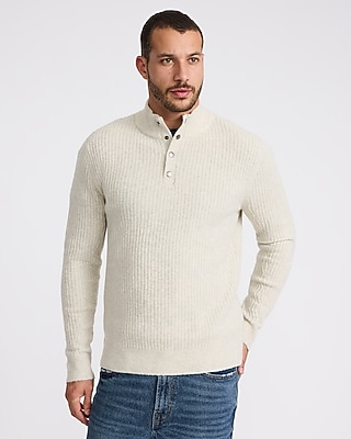 Textured Snap Mock Neck Sweater