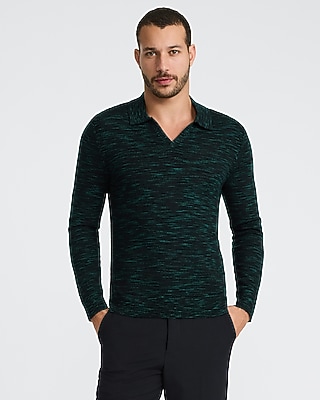 Space Dye Johnny Collar Everyday Performance Merino Wool Sweater Polo