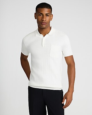 Ribbed Short Sleeve Sweater Polo