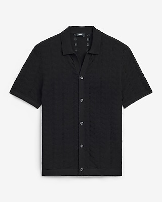 Cotton Open Knit Zig Zag Sweater Polo