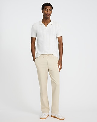 Pointelle Open Knit Johnny Collar Sweater Polo