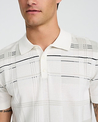Textured Asymmetrical Plaid Cotton Polo - image 2
