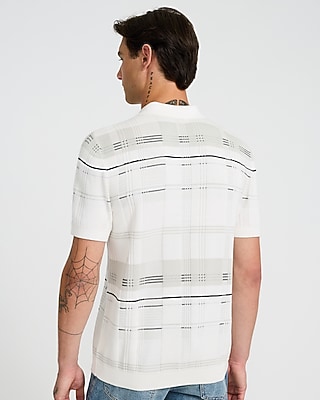 Textured Asymmetrical Plaid Cotton Polo - image 3
