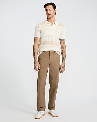 Textured Asymmetrical Plaid Cotton Polo