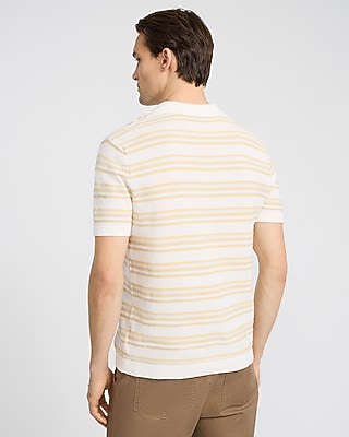 Multi Striped Cotton Knit Johnny Collar Polo