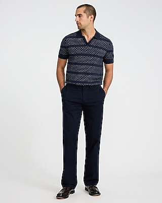 Cotton Mini Square Dot Johnny Collar Sweater Polo