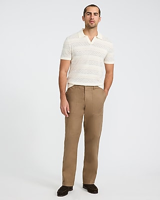 Cotton Mini Square Dot Johnny Collar Sweater Polo