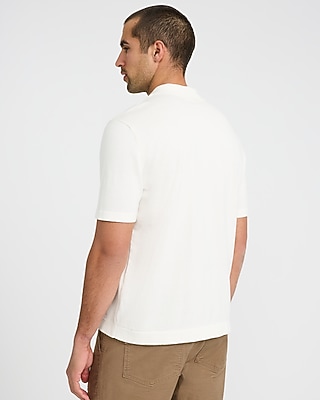 Textured Argyle Cotton Short Sleeve Sweater Polo