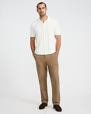 Textured Argyle Cotton Short Sleeve Sweater Polo